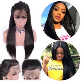 silky straight brazilian hair Canada - 13x6 Lace Frontal closure Wigs Human Hair Pre Plucked 13*6 deep part Straight Wig For Black Women