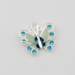 Blue Enamel Butterfly Charm Pendants 50Pcs/lot alloy Fashion Jewelry DIY Fit Bracelets Necklace Earrings 22x20.5mm A-505