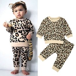 Autumn Baby Girl Boy Leopard Print Clothes Outfits Long Sleeve T shirt Tops Pants Children Clothing Tracksuit