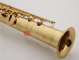 -Yanagisawa W010 Sopran Saxophon Messing Gerade Rohr Goldlack Saxo B Flaches Musikinstrument mit Fallmundstück Zubehör