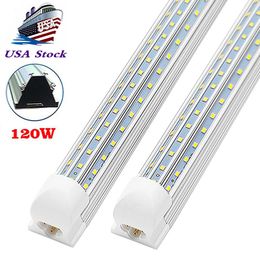 Free Shipping 2FT. 3FT. 4FT. 5FT. 6FT. 8FT. 120W LED Tube Lights T8 Integrated Bulb with parts V shaped 270 angle 85-277V Cooler shop lights