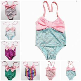 Baby Mermaid Swimsuit Kids Bowknot One-Pieces Bikini Girls Summer Fish Tail Swimwear Bathing Suit Child Fashion Costume Beachwear BYP651