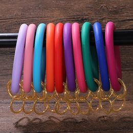 Wholesale- fashion ins designer cute lovely silicone rubber convenient key ring bangle bracelet for woman