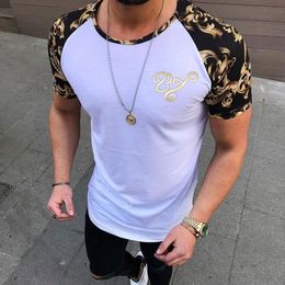 Summer Fashion T-shirts Floral Printed O Neck Men Black White Casual Hip Hop T-shirts Tees