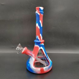 Silicone pipes Glass Bong Water Bongs Glass Water Pipes silicone Lighthouse Shape pipe smoking pipe multi Colours 111