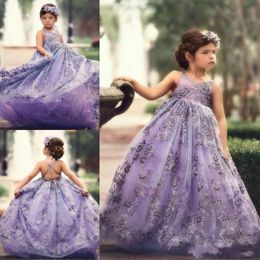Dream Lace Backless Flower Girls Dresses Crew Sleeveless Girls Pageant Dresses 2019 First Communion Dress Toddlers Kids Formal Wear