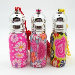 10ML Portable Polymer Clay Empty Perfume Roll-On Bottle Refillable Essential Oil Glass Roller Bottle Random Colour