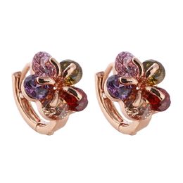 Colorful Zircon Crystal Hoop earrings for women Rose Gold fashion Jewelry earrings female Brincos ear cuff top quality