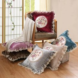 Vintage Pillow Case 45*45cm Lace Embroidery Flower Sofa Cushion Cover Home Decoration Housewarming Gift Car Throw Pillow Cover Pillowcase