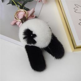 6cm Real Fur Rabbit Bunny Bag Charm Key Chain Keyring Phone Purse Handbag Pendant Gift