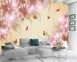 Custom 3d Wallpaper Fantasy Flower Butterfly Living Room Bedroom Background Wall Decoration Mural Wallpaper