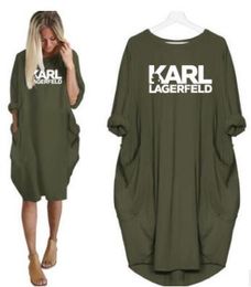 163 Dresses Women Karl Loose Letter Spring Autumn Big Size 4xl 5xl Plus Clothing 321