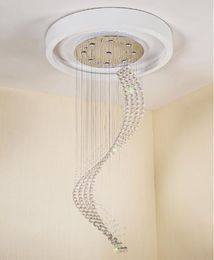 Modern Spiral K9 Crystal Chandelier Lighting Stair Duplex Pendant Lamp for Diningroom Living Room Bedroom 110-240v