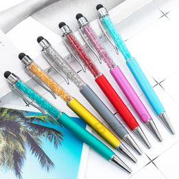 Fine Crystal Ballpoint Pen 1mm Fashion Creative Stylus Touch Pen Writing Stationery Office School Ballpen Black Ballpoint Pens DBC BH2715