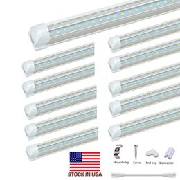 Stock in US-V Shaped Integrated LED Tubes Light 4ft 5ft 6ft 8ft LED Tube T8 72W 100W Double Sides Bulbs Shop Light Cooler Door Lighting