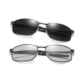 Luxury-Polarized Sunglasses Photochromic Men New Fashion Sun Glasses with Accessories Male Driving Travelling Alloy Frame Shades 395