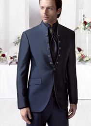 Popular Handsome Groomsmen Mandarin Lapel Groom Tuxedos Men Suits Wedding/Prom Best Man Blazer ( Jacket+Pantst+Tie) 983