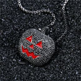 Luxury Designer Jewelry Women Necklace Halloween Pumpkin Lantern Necklace Pendant Iced Out Full Zircon Mens Jewelry