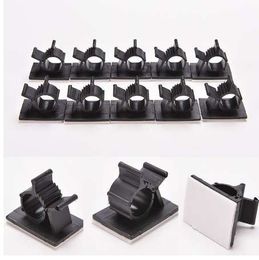 Mayitr 10pcs 10mm Nylon Cable Clips High Quality Adhesive Cord Management Wire Holder Organizer Clamp Fasteners