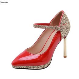 Rontic Damen-Plattform-Pumps, sexy dünne High-Heels-Pumps, spitze Zehen, wunderschöne 5-Farben-Nachtclub-Schuhe für Damen, Plus US-Größe 3–10,5