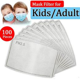 PM2.5 Filter for Mask Anti Haze Mouth Mask Replaceable Filter-slice 5 Layers Non-woven Activated Carbon Filter Face Masks Gasket FY9039