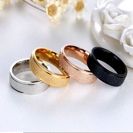 Frosted Stainless Steel Dull Polish Ring Silver Gold Band Rings finger Women Men fashion Jewelry Will and Sandy