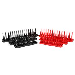 Freeshipping Sae (Red) & Metric (Black) Socket Storage Trays - 6 Piece Set | 1/4-Inch 3/8-Inch 1/2-Inch Drive | Premium Quality