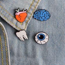 Cute Cartoon Heart Eyes Tooth Metal Kawaii Enamel Pin Badge Buttons Brooch Shirt Denim Jacket Bag Decorative Brooches for Women Girls