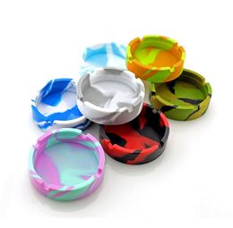 7 Colors Camouflage Silicone Ashtray Portable Round Ash Tray Holder for Home SN788