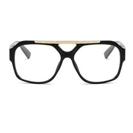 Wholesale-Square Double Beam Transparent Glasses Frame Men Women Black TransFlat Glasses Large Accessories Optical Mirror