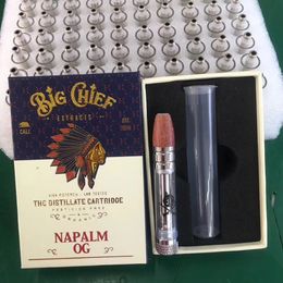 Big Chief Vape Cartridges Packaging 0.8ml Ceramic Coil Wood Tip Empty Vape Pen Carts Thick Oil Wax Vaporizer 510 Thread