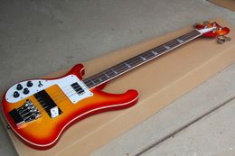 Cherry Sunburst 4-string Electric Bass Guitar with Left-hand,White Pickguard,Chrome Hardwares,can be customized as to request