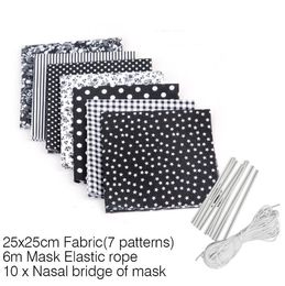 DIY Masks Homemade Dust Mask Materials Printed Mask Fabric to Sewing With Ear Rope Elastic Band Rope DIY Mask Kit GGA3382-3