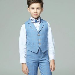 2019 New Plaid 2 Pieces Boy's Formal Wear Suit Summer Kids Wedding Kids Designer Clothes Boys For Party Prom