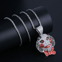 Fashion-Cry Mask Pendant Necklace New Hip Hop Gold Silver Necklace Jewelry Mens Fashion Horror Necklace