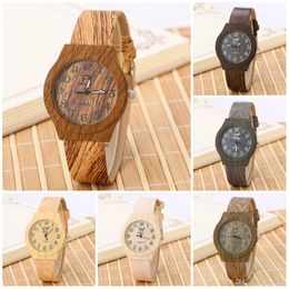 Watches for women Simulation Watches Casual Wooden Color Leather Strap Watch Wood Male Wristwatch Men Wooden Quartz Watches