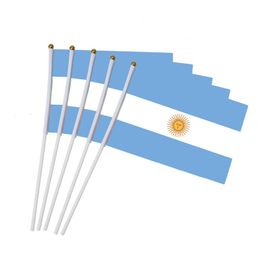 Argentina Flag 21X14 cm Polyester Argentina hand waving flags Country Banner With Plastic Flagpoles