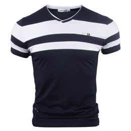 Men's Tees Polos Summer Stripe T Shirt Men Casual Short Sleeve T Shirts Male Fashion Simple Top Tees Plus Size EU M-4XL