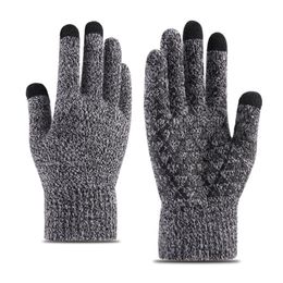 Fashion- knitting touch screen gloves men's winter to increase warm and velvet thickening non-slip wool outdoor