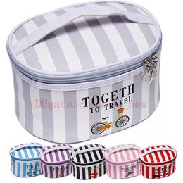 womens lady travel makeup bags circular stripe waterproof cosmetic bag pouch clutch handbag hanging toiletries travel kit Jewellery Organiser