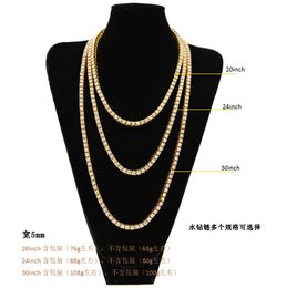 New Mens Gold Iced Out Diamond Hip Hop Tennis Chain Necklace 5mm Full Diamond Bling Designer Luxury Rapper Jewellery Gifts for Boys Wholesale