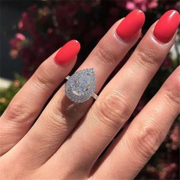 water drop rings Canada - water drop diamond ring zircon stone women Engagement wedding rings will and sandy fashion jewelry