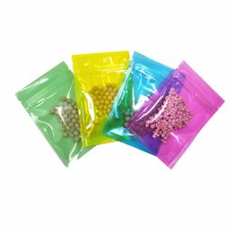 2 Sizes 100pcs Colourful Poly Plastic Clear Reclosable Food Grade Packing Bag for Cookies Candy Zipper Poly Food Self Sealing Storage Pouch
