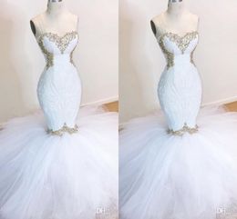 Actual Pictures Plus Size Mermaid Dresses Beaded Sweetheart Sweep Train Crystals Wedding Dress Bridal Gowns Vestidos De Novia