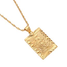 Auspicious Dragon Pendant Chain Gold Color Jewelry Mascot Ornaments Lucky Gifts