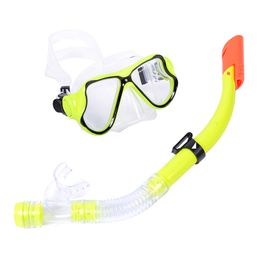 New adult male and female wide field mask children's diving goggles set with semi-dry breathing tube Snorkelling equipment glasses 2518