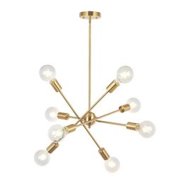 8 Lights Modern Sputnik Chandelier Lighting with Adjustable Arms Mid Century Pendant Light Vintage Industrial Farmhouse Ceiling Light