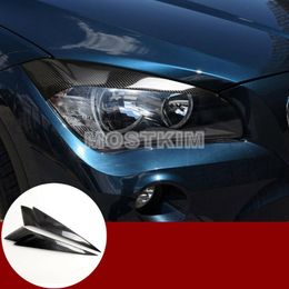 Carbon Fibre Headlight Eye Lid Eyebrow Trim Cover 2pcs For BMW X1 E84 2010-2015