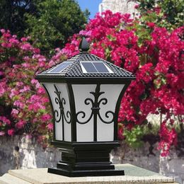 Solar Outdoor IP55 Waterproof Post Light Garden Lighting Column Lamp External Rainproof Decking Patio Villa LED Wall Post Pilla Lights
