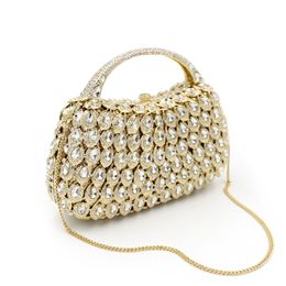 Designer-Gold Colour diamond Evening Clutch Bags Handbags Women Over The Shoulder Female Clutch for party
